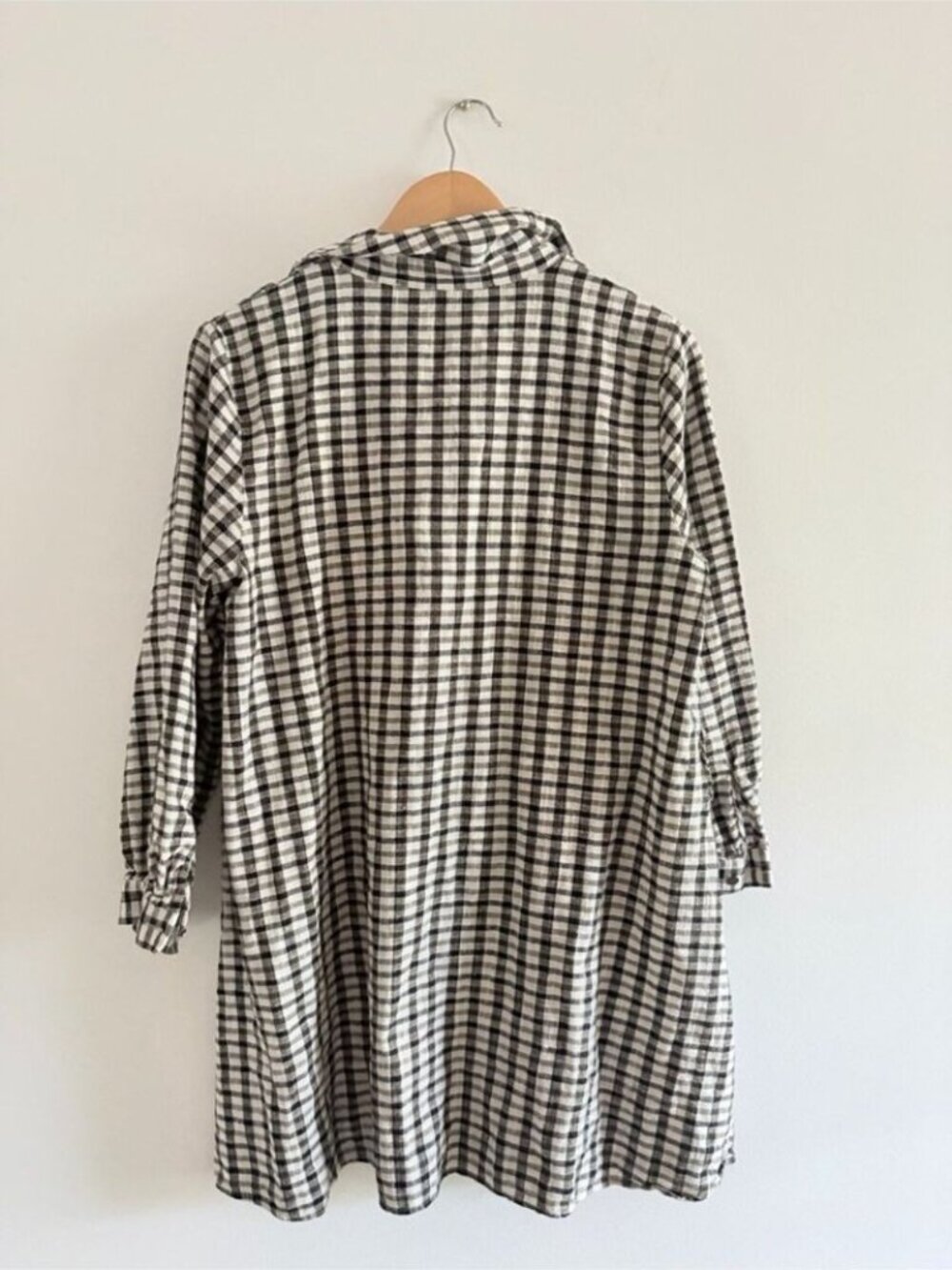 Zara Plaid Check Dress Long Sleeve Cotton Blend Size Large - Picture 4 of 7